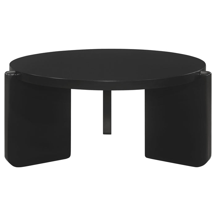 Cordova Round Solid Wood Coffee Table Black - Walo Furniture