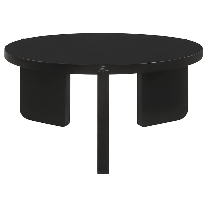 Cordova Round Solid Wood Coffee Table Black - Walo Furniture