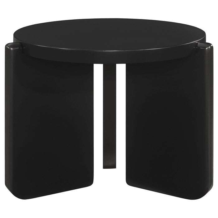 Cordova Round Solid Wood End Table Black - Walo Furniture