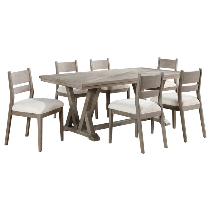 Cornelia 7 - piece Rectangular Dining Table Set Coastal Grey - Walo Furniture