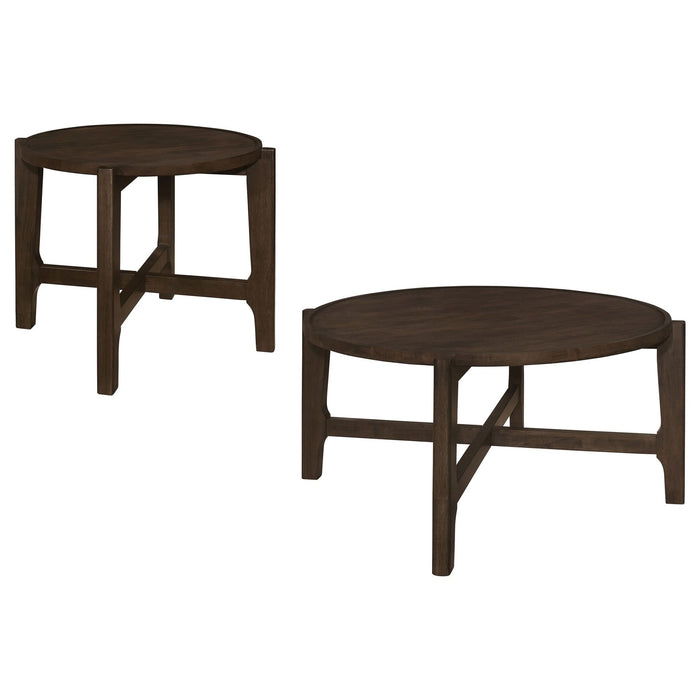 Cota 2 - piece Solid Wood Coffee and End Table Set Dark Brown - Walo Furniture