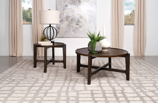 Cota 2 - piece Solid Wood Coffee and End Table Set Dark Brown - Walo Furniture