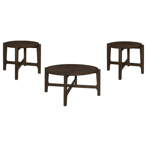 Cota 3 - piece Solid Wood Coffee and End Table Set Dark Brown - Walo Furniture