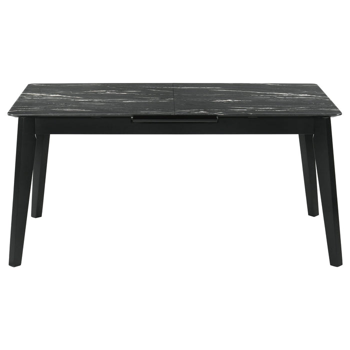 Crestmont 78 - inch Extension Dining Table Black Faux Marble - Walo Furniture