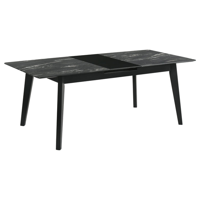 Crestmont 78 - inch Extension Dining Table Black Faux Marble - Walo Furniture