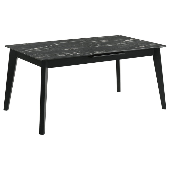 Crestmont 78 - inch Extension Dining Table Black Faux Marble - Walo Furniture