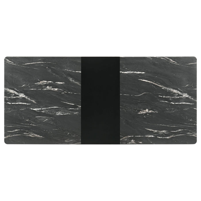 Crestmont 78 - inch Extension Dining Table Black Faux Marble - Walo Furniture