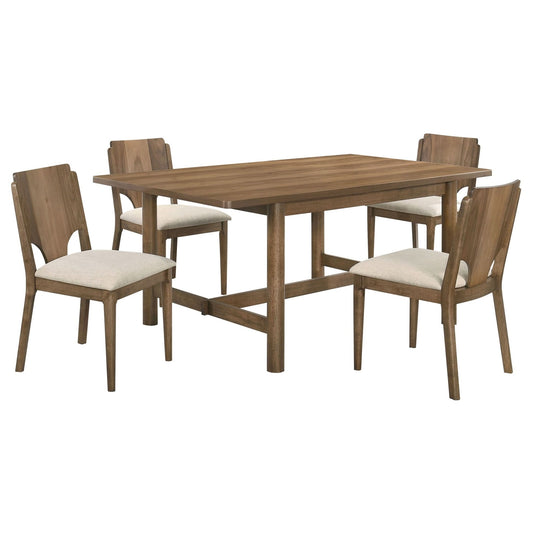 Crestmore 5 - piece Rectangular Dining Table Set Walnut - Walo Furniture