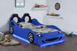 Cruiser Wood Twin LED Race Car Bed and 7 - inch Mattress Blue - Walo Furniture