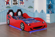 Cruiser Wood Twin LED Race Car Bed and 7 - inch Mattress Red - Walo Furniture