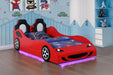 Cruiser Wood Twin LED Race Car Bed and 7 - inch Mattress Red - Walo Furniture