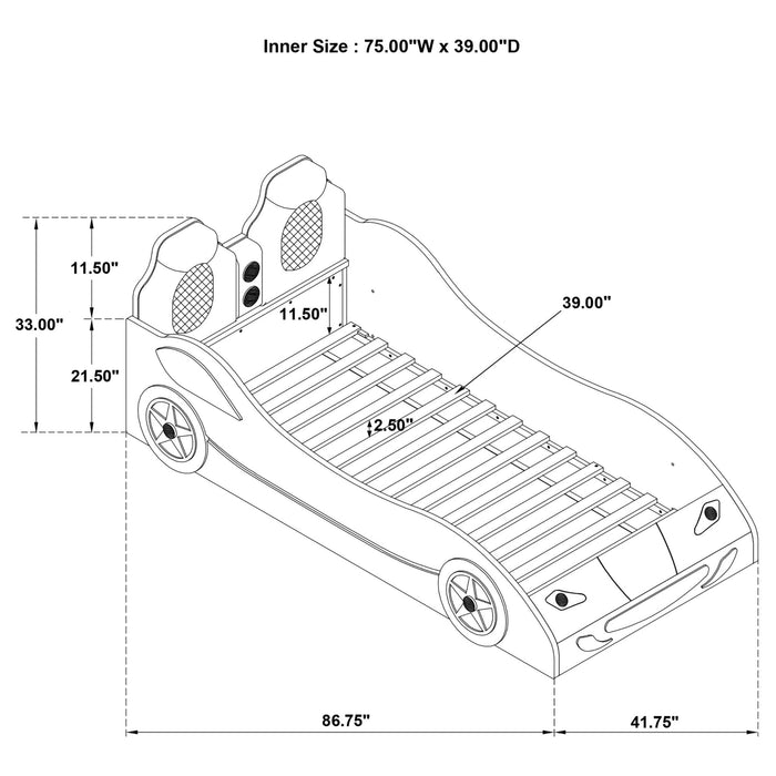 Cruiser Wood Twin LED Race Car Bed and 7 - inch Mattress White - Walo Furniture