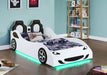 Cruiser Wood Twin LED Race Car Bed and 7 - inch Mattress White - Walo Furniture