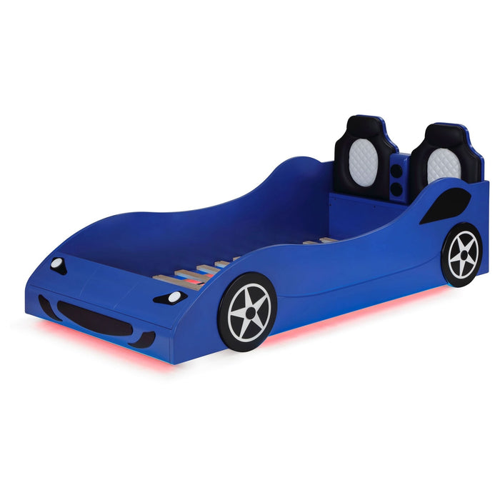 Cruiser Wood Twin LED Race Car Bed Blue - Walo Furniture