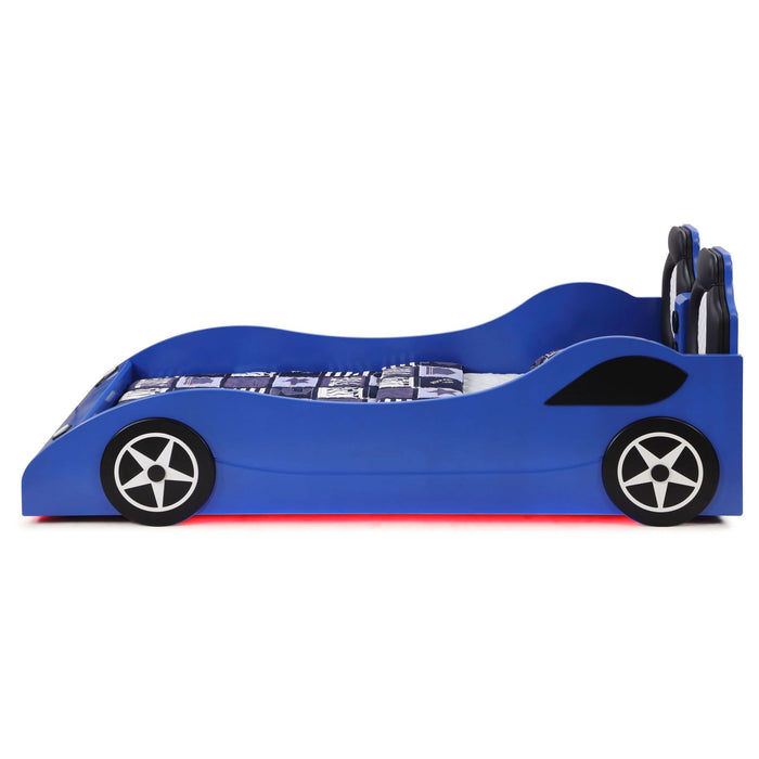 Cruiser Wood Twin LED Race Car Bed Blue - Walo Furniture