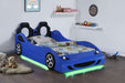 Cruiser Wood Twin LED Race Car Bed Blue - Walo Furniture