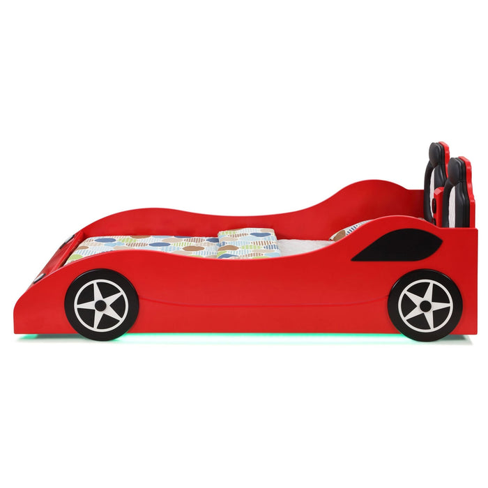 Cruiser Wood Twin LED Race Car Bed Red - Walo Furniture