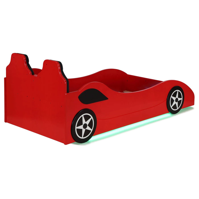 Cruiser Wood Twin LED Race Car Bed Red - Walo Furniture