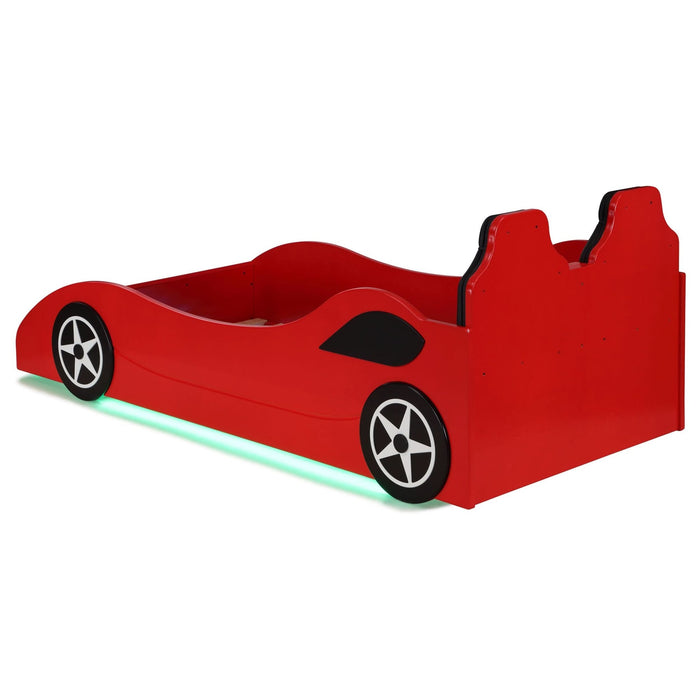 Cruiser Wood Twin LED Race Car Bed Red - Walo Furniture