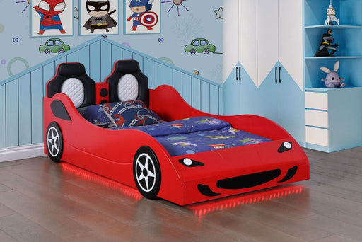 Cruiser Wood Twin LED Race Car Bed Red - Walo Furniture