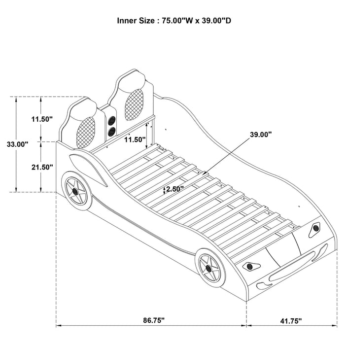 Cruiser Wood Twin LED Race Car Bed Red - Walo Furniture