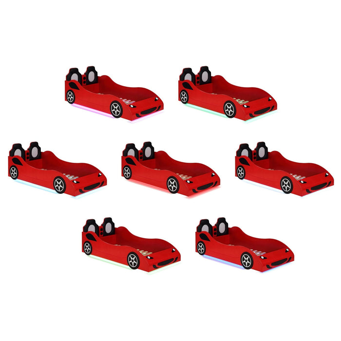 Cruiser Wood Twin LED Race Car Bed Red - Walo Furniture