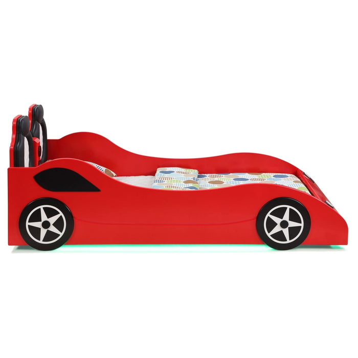 Cruiser Wood Twin LED Race Car Bed Red - Walo Furniture