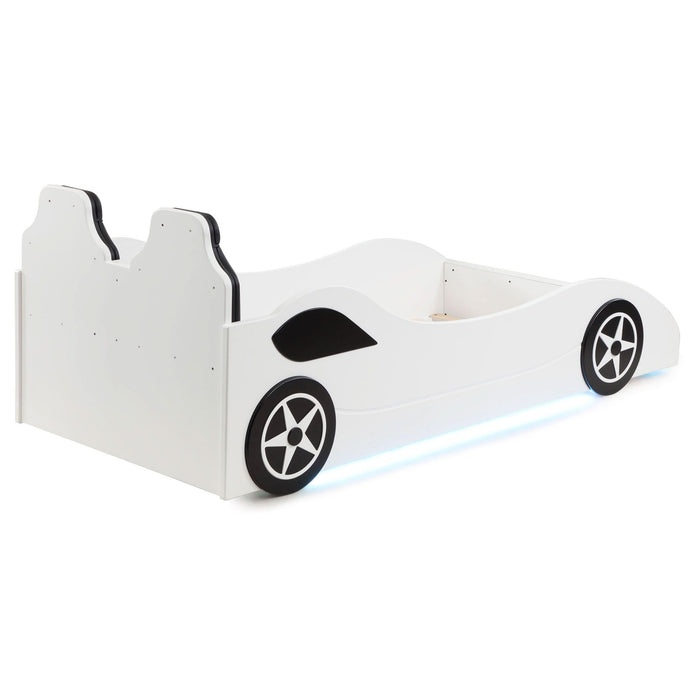 Cruiser Wood Twin LED Race Car Bed White - Walo Furniture