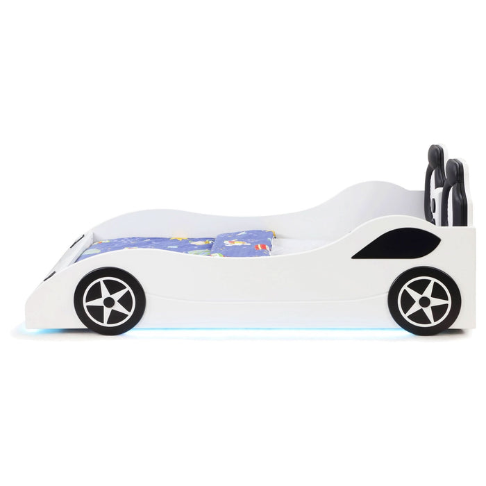 Cruiser Wood Twin LED Race Car Bed White - Walo Furniture