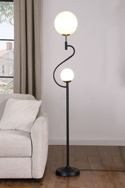 Dacki 69 - inch Dual Spherical Bulb Metal Floor Lamp Black - Walo Furniture