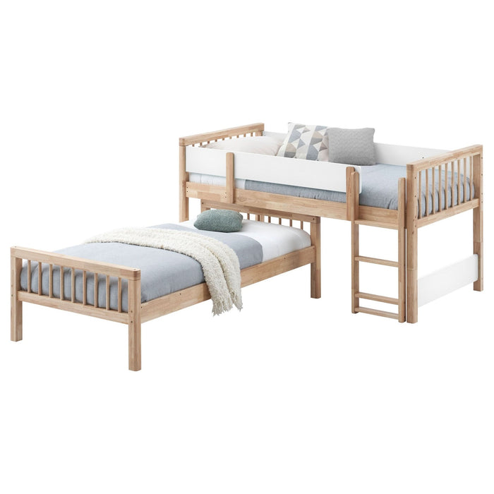 Dakota Wood Twin Over Twin Bunk Bed Natural - Walo Furniture