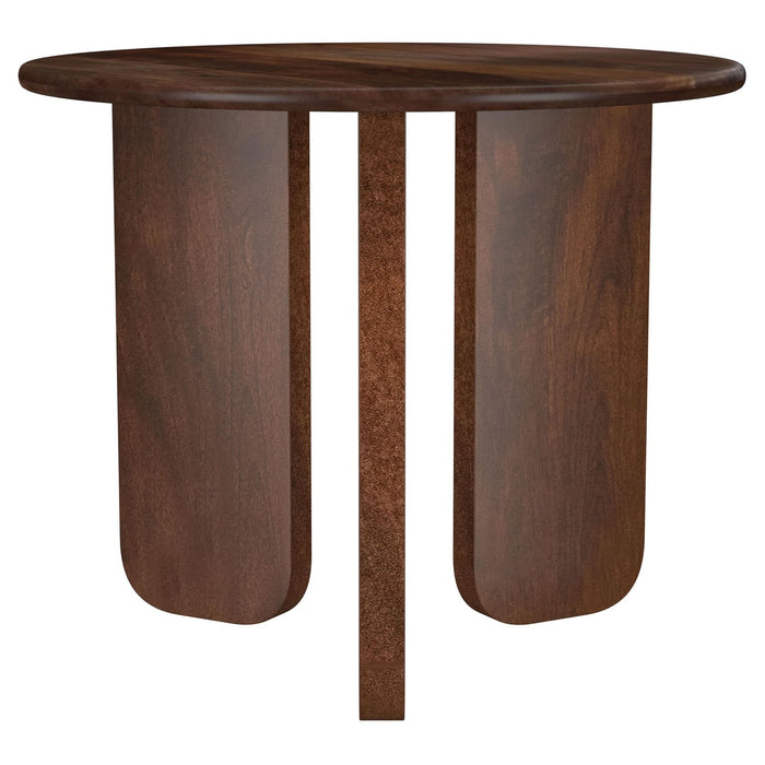 Dale Round Solid Mango Wood Side End Table Brown - Walo Furniture