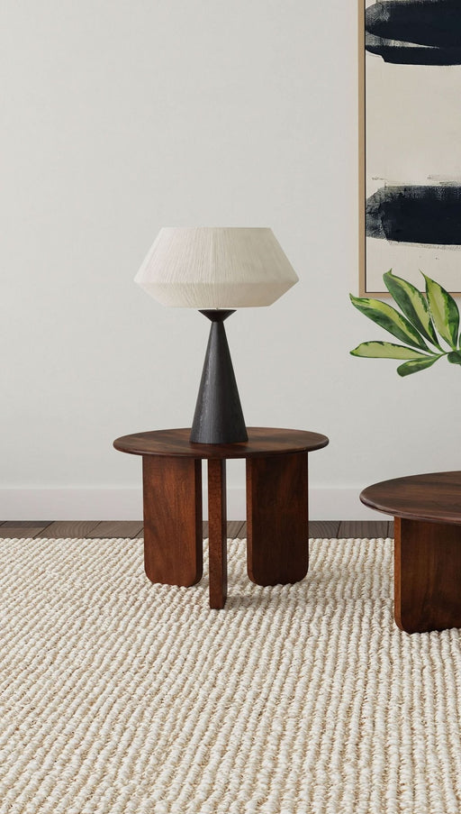 Dale Round Solid Mango Wood Side End Table Brown - Walo Furniture