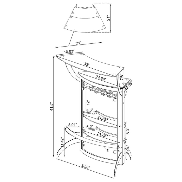 Dallas 2 - shelf Curved Freestanding Home Bar Cabinet White - Walo Furniture