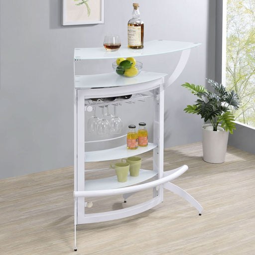 Dallas 2 - shelf Curved Freestanding Home Bar Cabinet White - Walo Furniture