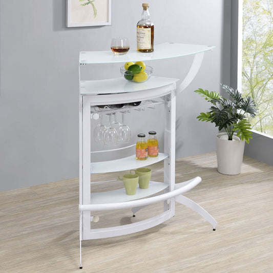 Dallas 2 - shelf Curved Freestanding Home Bar Cabinet White - Walo Furniture