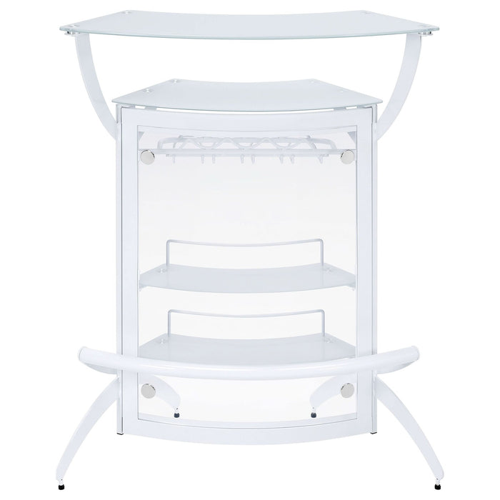 Dallas 2 - shelf Curved Freestanding Home Bar Cabinet White - Walo Furniture