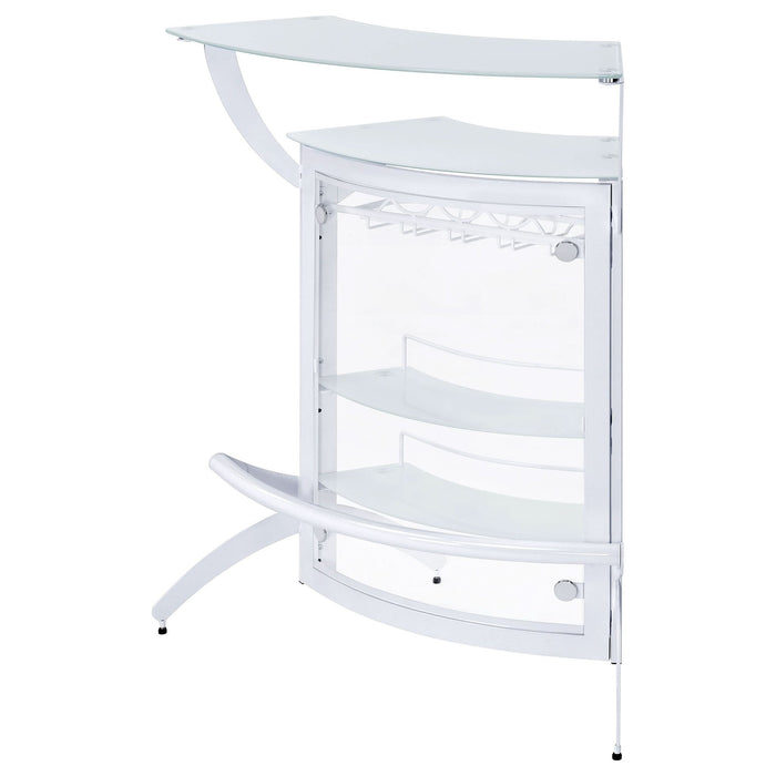 Dallas 2 - shelf Curved Freestanding Home Bar Cabinet White - Walo Furniture