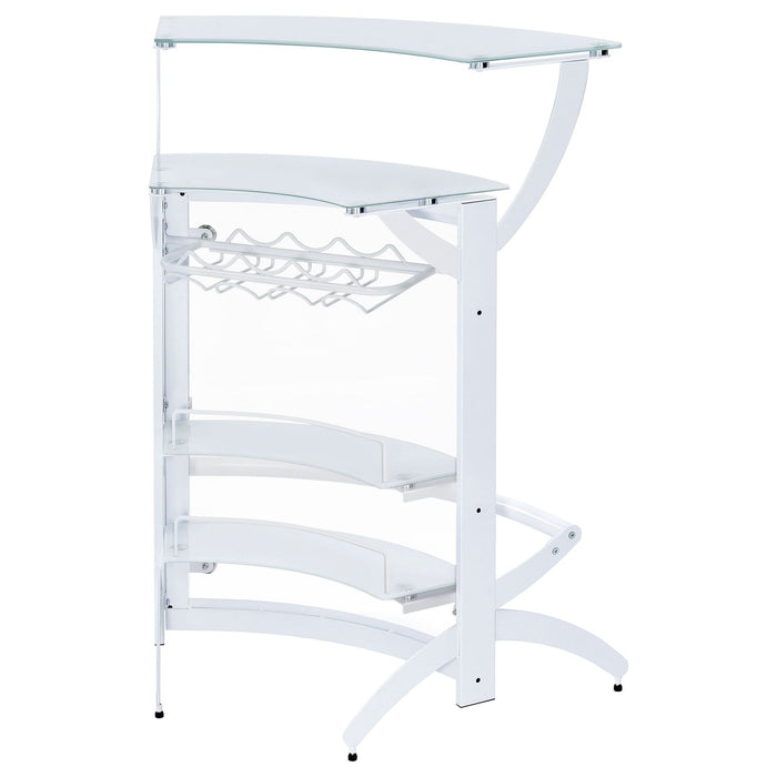 Dallas 2 - shelf Curved Freestanding Home Bar Cabinet White - Walo Furniture