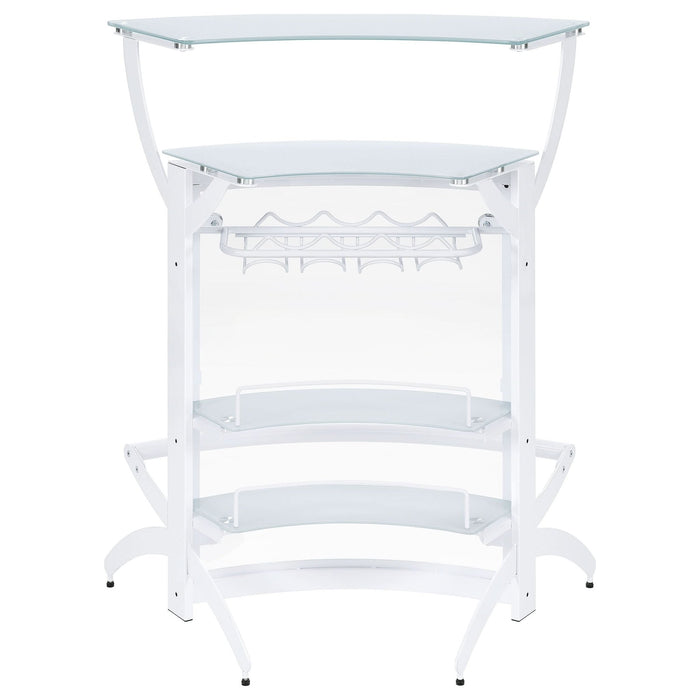 Dallas 2 - shelf Curved Freestanding Home Bar Cabinet White - Walo Furniture