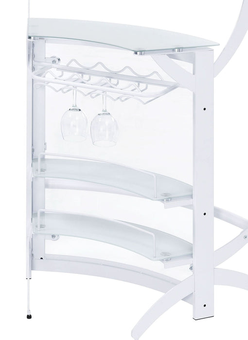 Dallas 2 - shelf Curved Freestanding Home Bar Cabinet White - Walo Furniture