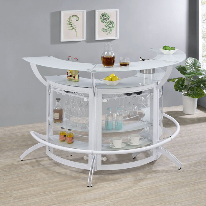 Dallas 3 - piece Curved Freestanding Home Bar Cabinet White - Walo Furniture