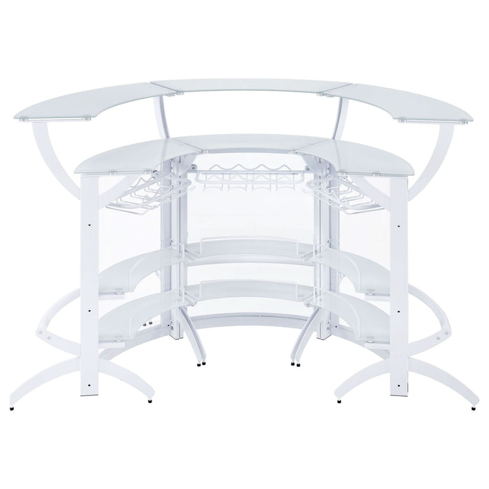 Dallas 3 - piece Curved Freestanding Home Bar Cabinet White - Walo Furniture