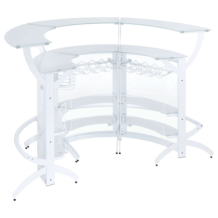 Dallas 3 - piece Curved Freestanding Home Bar Cabinet White - Walo Furniture