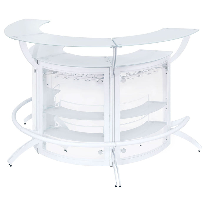 Dallas 3 - piece Curved Freestanding Home Bar Cabinet White - Walo Furniture