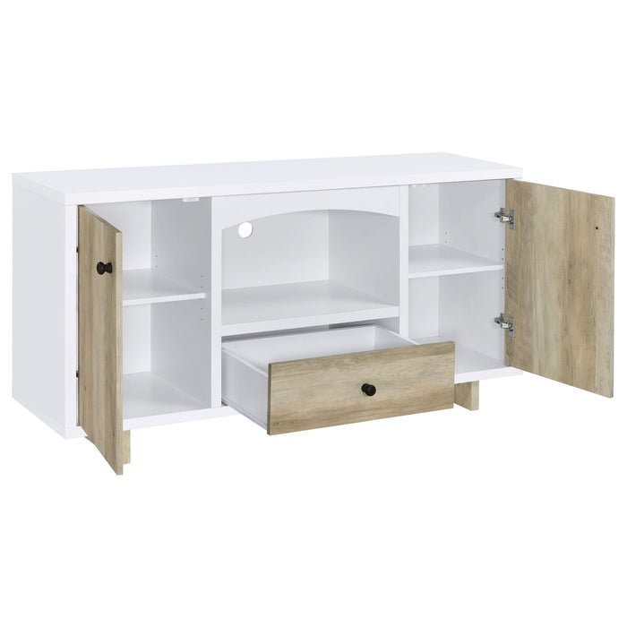 Dalton 2 - door Storage Cabinet White and Distressed Pine - Walo Furniture