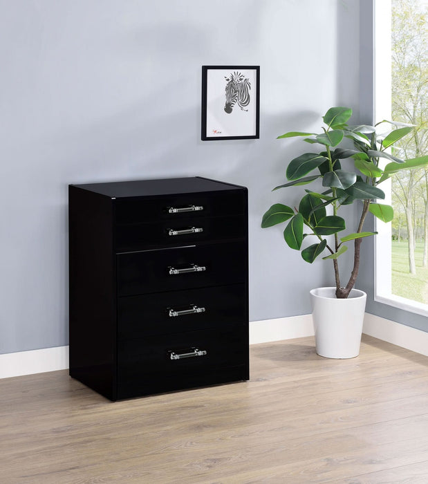 Danbury 3 - drawer Makeup Vanity & Stool Set Black High Gloss - Walo Furniture