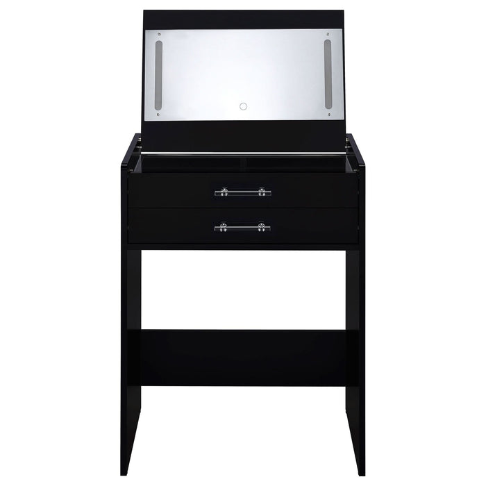 Danbury 3 - drawer Makeup Vanity & Stool Set Black High Gloss - Walo Furniture