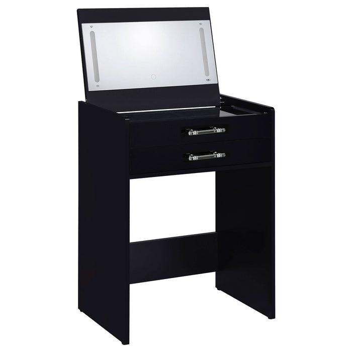 Danbury 3 - drawer Makeup Vanity & Stool Set Black High Gloss - Walo Furniture