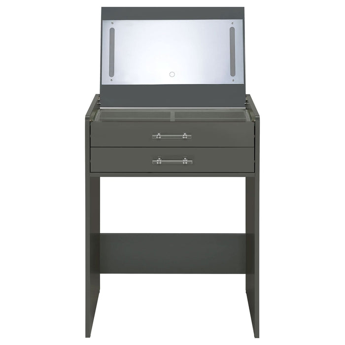 Danbury 3 - drawer Makeup Vanity & Stool Set Grey High Gloss - Walo Furniture